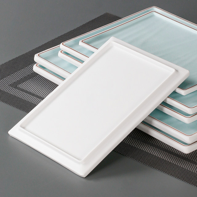 Metamine tableware imitation porcelain tableware rectangular plate commercial use