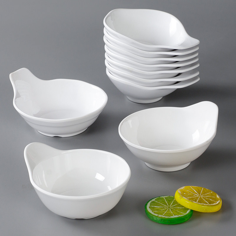密胺白色反口饭碗米饭小碗仿瓷小汤碗商用餐饮塑料火锅蘸料调料碗