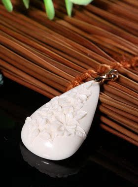 保真天然猛犸象牙水滴精雕吊坠