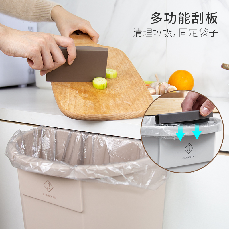 厨房垃圾桶挂式家用简约橱柜门壁挂式垃圾桶免打孔大号收纳桶无盖-图1