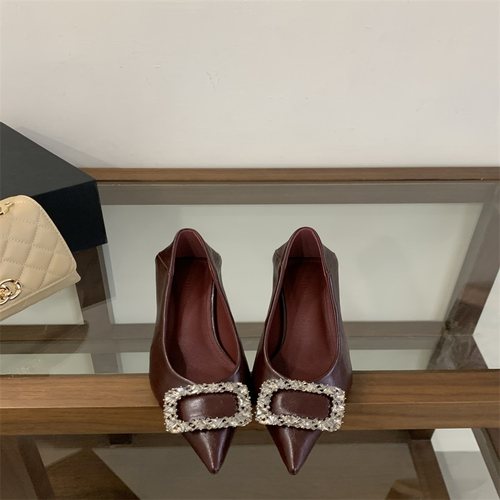 尖头水钻高跟鞋女2025新款黑色百搭通勤气质单鞋 - 图0