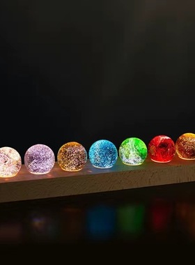 发光水晶球小夜灯七彩琉璃龙珠