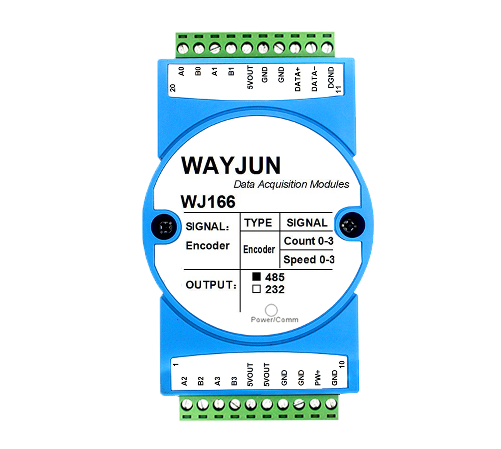 4路光栅尺磁栅尺编码器5MHz高速脉冲信号转RS485WiFi232模块WJ166