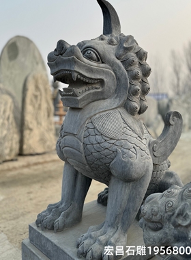 法院单位门口仿古石雕独角兽雕刻广场石雕神兽貔貅古建筑景区石兽