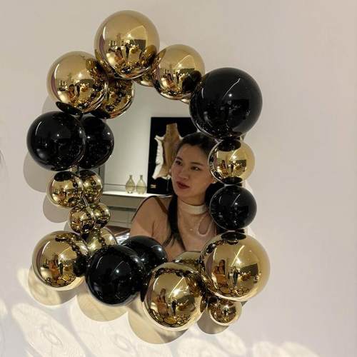 葡萄牙轻奢风装饰镜入户客厅艺术设计镜子现代别墅墙面挂镜玄关镜 - 图0