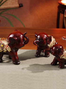 欧式树脂大象摆件创意工艺三连象