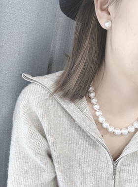 玛戈丽珍珠项链奥地利水晶澳白色珍珠施家小众轻奢高级感毛衣链
