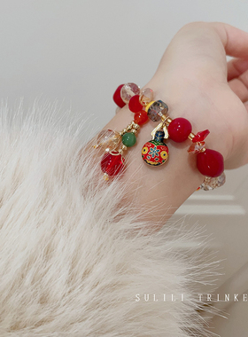 红色串珠手链2024新款高级感