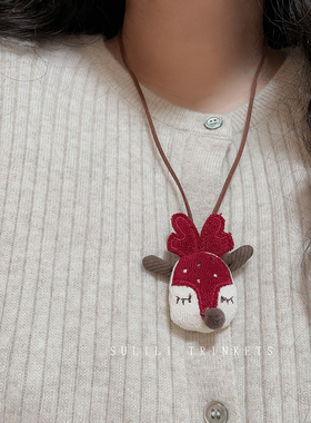 可爱卡通圣诞节毛绒长款项链