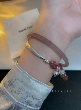 复古铃兰花平安锁半镯手链女轻奢小众精致手串清冷感气质百搭手饰