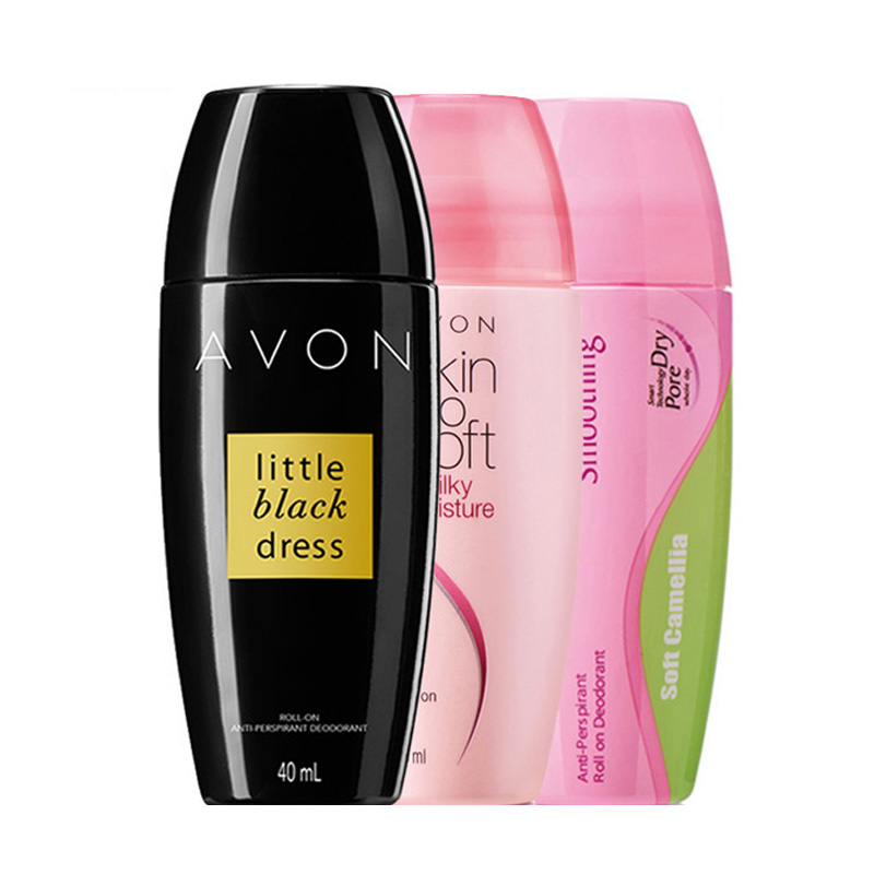 avon雅芳惠林美专卖店雅芳小黑裙山茶经典花香滚珠止汗香体露3瓶X40ML清爽止汗抑味淡香3