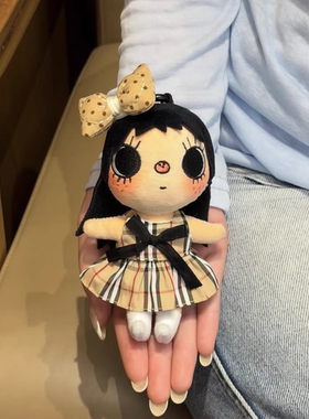 日本ULALOV小玉英伦格纹裙子套装包包挂件漫画小人玩偶公仔礼物女