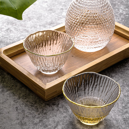日式金边锤纹清酒杯梅子酒杯果酒白酒杯小杯子米酒一口杯女生茶杯 - 图1