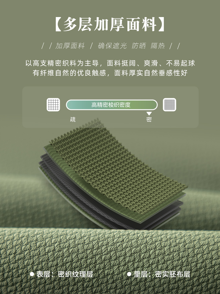 除甲醛菌窗帘全遮光简约客厅卧室飘窗落地成品纯色定制挂钩式加厚