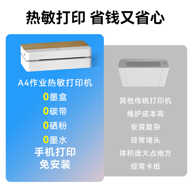 汉印官方错题打印机 家用小型A4学习办公神器手机无线连接智能迷你便携热敏无墨家庭学生宿舍用