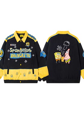 chaonimei卡通重工刺绣秋冬宽松街头撞色vintage棒球服外套夹克