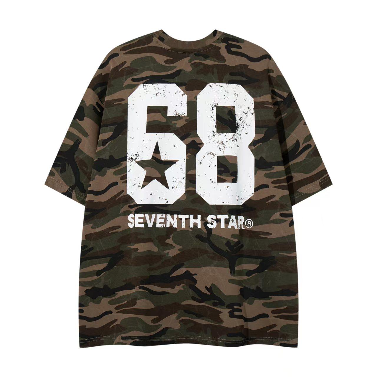 chaonimei美式复古高街迷彩嘻哈短袖男女国潮牌情侣宽松街头半袖,淘宝优惠券,粉丝福利购,淘宝优惠卷