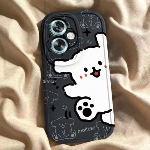 适用于oppoa1s手机壳a2新款a2pro硅胶a32A36a55A57a58A72a73A83a93防摔全包a3A5a7x男女款a8A9a11开心小白狗 - 图0