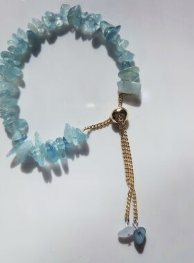 海蓝宝  橄lan石天然水晶碎石手链手串 新设计超方便