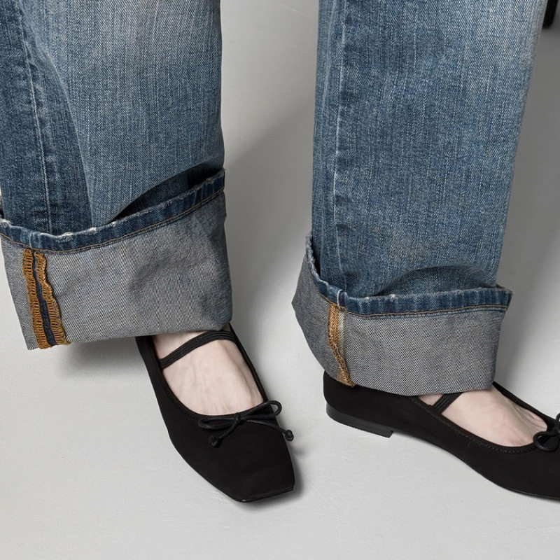 仙女风蝴蝶结一字带浅口单鞋女休闲百搭方头平底玛丽珍鞋,淘宝优惠券,粉丝福利购,淘宝优惠卷