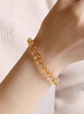 天然黄水晶手链女黄水晶珠子手串