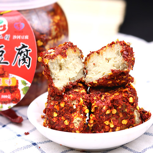 四川宜宾沙河特产胡二娃红豆腐霉豆腐麻辣味豆腐乳罐装500g*2瓶装 - 图0