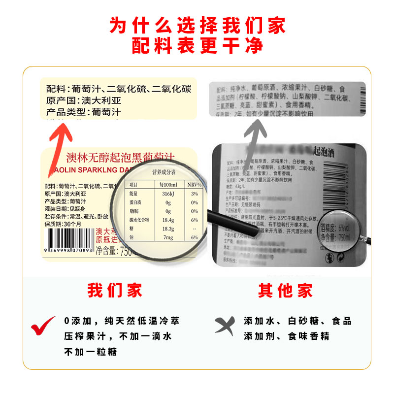 澳洲进口澳林AOLIN无酒精0度无醇葡萄汁无糖甜型起泡气泡型葡萄酒 - 图0