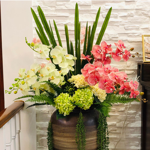 过胶保湿手感蝴蝶兰仿真花单支花客厅家居装饰花酒店婚庆插花假花 - 图1