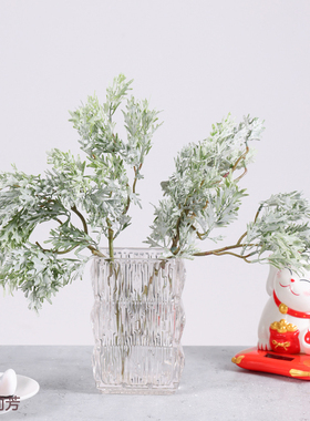 植绒鹿角叶仿真绿植银叶菊