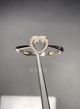 精工镶钻S925纯银戒托活口女戒心形多尺寸未镶嵌复古豪华简约戒托