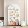 Double-sided, no-punch hole-board floor-standing shelf