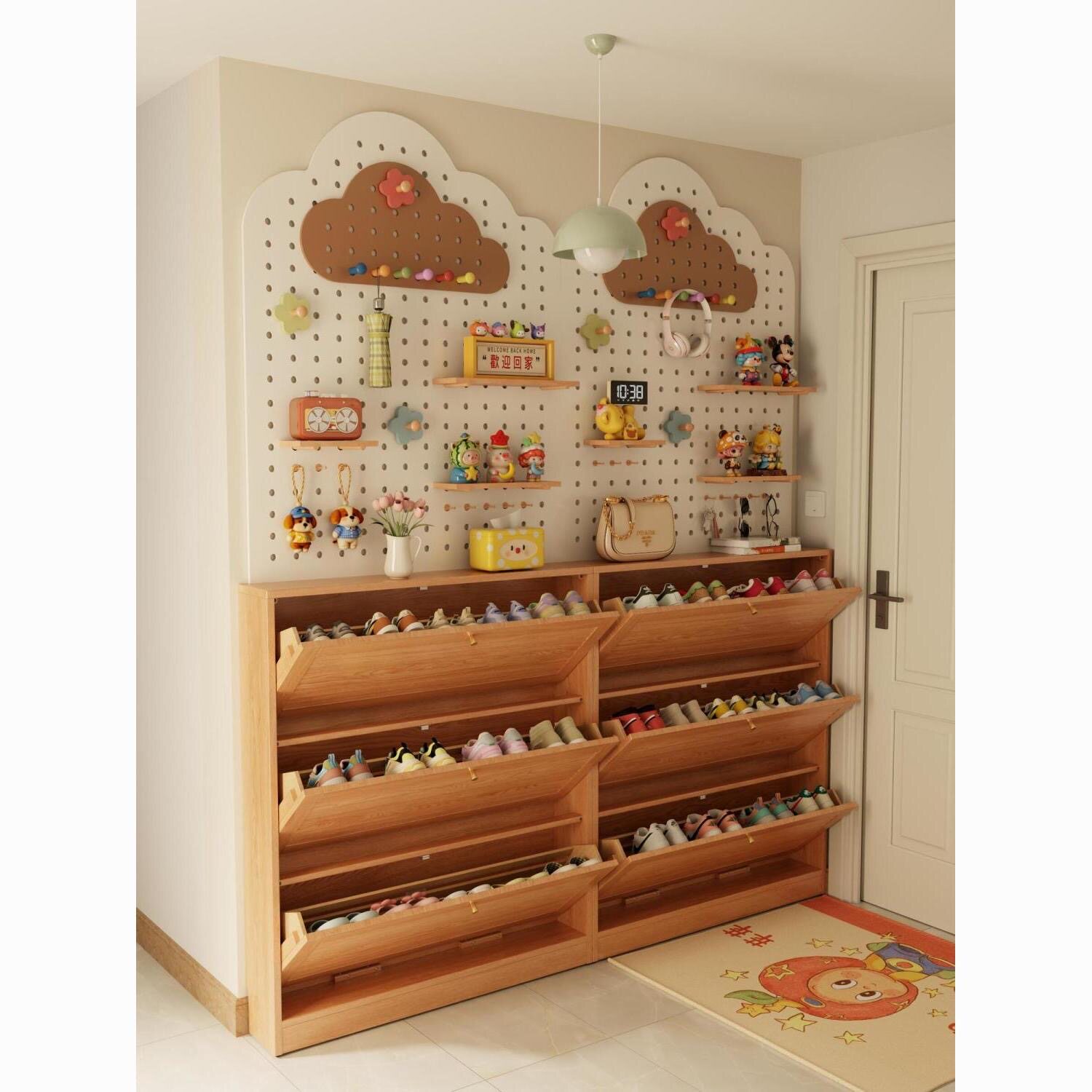Ultra-thin shoe cabinet perforated board set