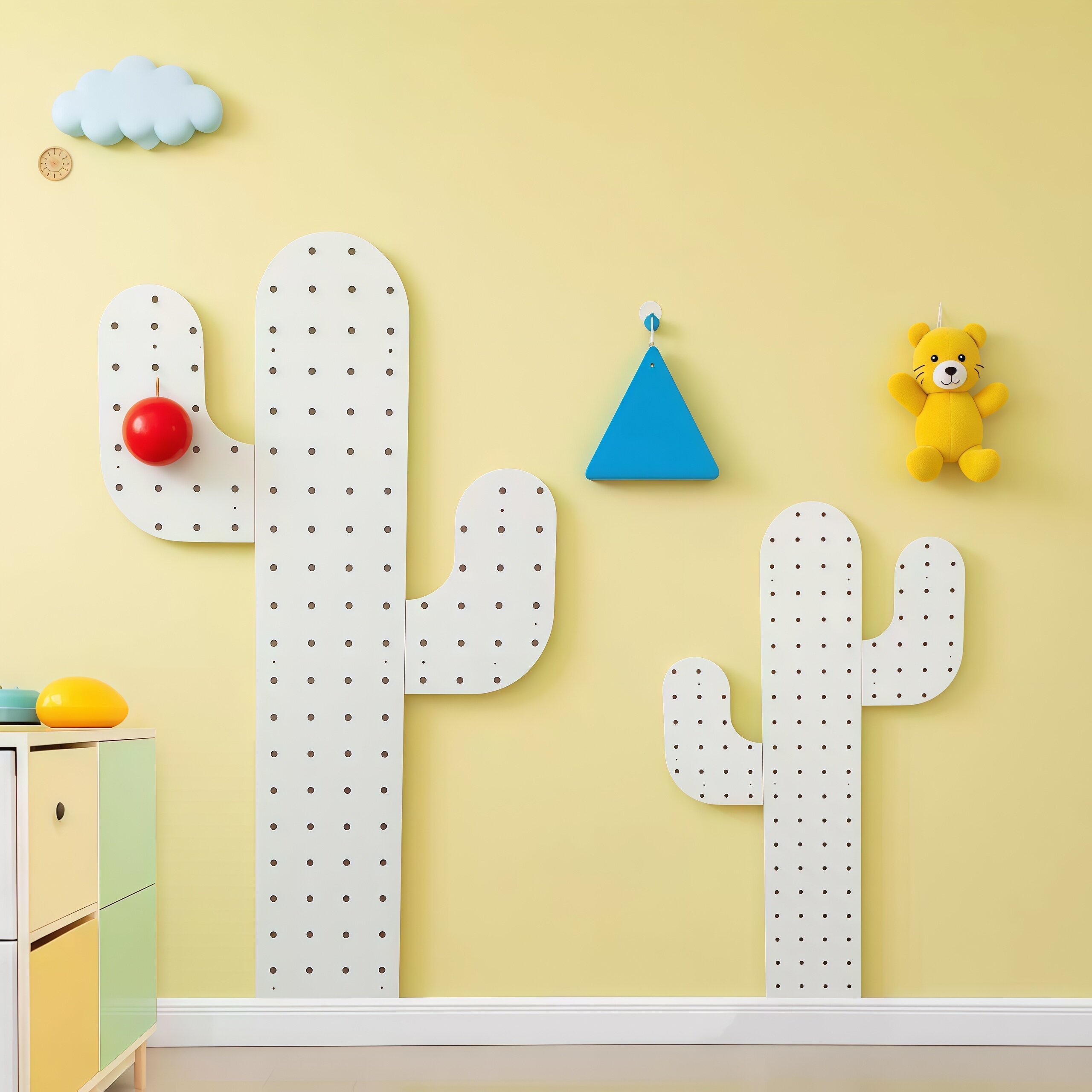 Kindergarten school classroom environmentally friendly floor-to-ceiling hole board custom-made solid wood cartoon shelf style wall storage partition