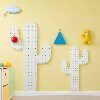 Kindergarten school classroom environmentally friendly floor-to-ceiling hole board custom-made solid wood cartoon shelf style wall storage partition