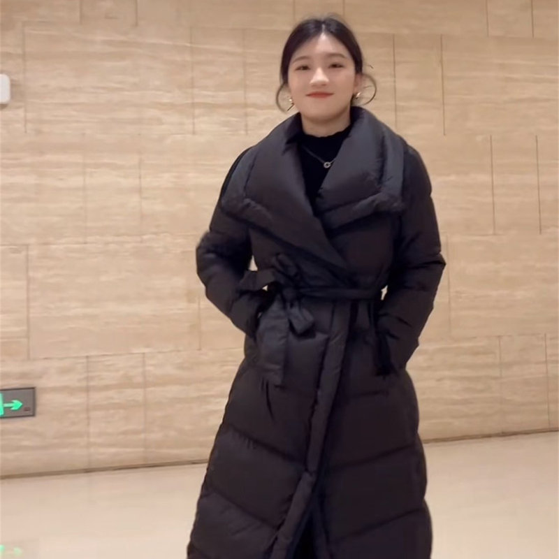 抖音网红爆款炸街时髦洋气黑色显瘦轻奢收腰长款遮肉女士棉服外套,淘宝优惠券,粉丝福利购,淘宝优惠卷