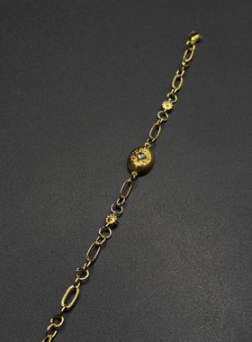 「日光耀耀」vintage中古金色拉丝豆豆手链老钱风手饰R30302