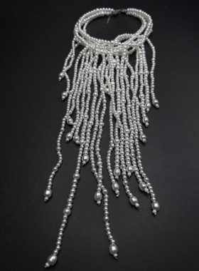 欧美大牌轻奢设计长款流苏巴洛克仿珍珠项链气质百搭颈链aR30205