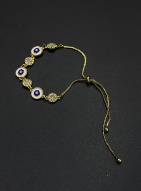 法式复古罗盘白贝母手链女轻奢小众精致抽拉式手环气质手饰R30405