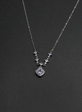 冰糖满钻超闪方糖锁骨链高级感轻奢百搭通勤精致项链女R30104