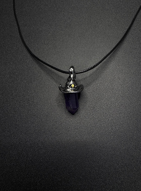 Vintage古著设计感古早风巫师帽水晶项链