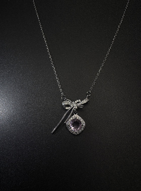 New Vintage古著设计感Vintage古早风Bow square candy项链