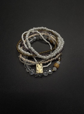 Vintage古著复古波西米亚民族风度假小米珠串珠手链小众R90758