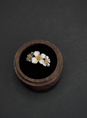 Vintage古著栀子花开磨砂质感戒指甜美个性时尚潮流百搭R120355