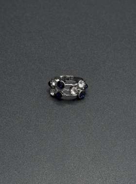 三线条几何小圆圈双色锆石创意戒指女外贸热卖爆款造型欧美R30902