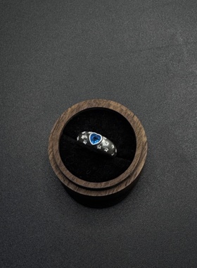 甜美蓝色爱心戒指女气质满天星优雅百搭指环小众戒指R100558