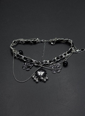 朋克风重工蝴蝶流苏项链女项链小众设计感亚文化锁骨链饰品R22206