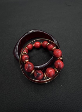 复古红色小众高级感独特亚克力复古手镯三件套H102051