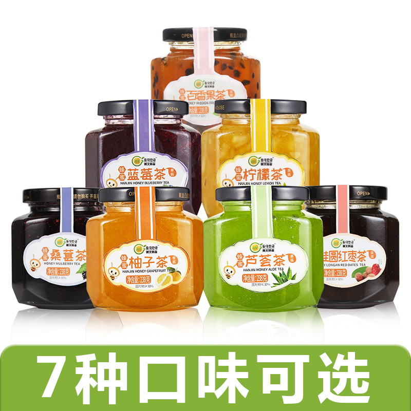 东大韩金旗舰店东大韩金蜂蜜柚子茶柠檬百香果茶芦荟茶238g*4瓶冲泡果味茶酱饮品0