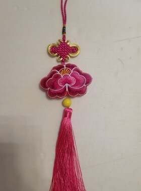 双面绣牡丹花挂件