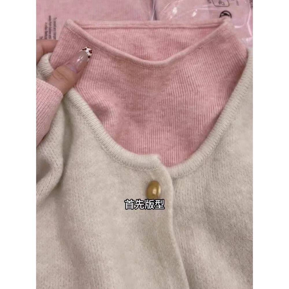 粉色半高领毛衣女秋冬内搭2025新款中领打底衫修身高级感针织上衣,淘宝优惠券,粉丝福利购,淘宝优惠卷